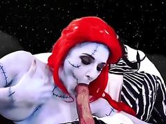 Emo goth doll rides cock